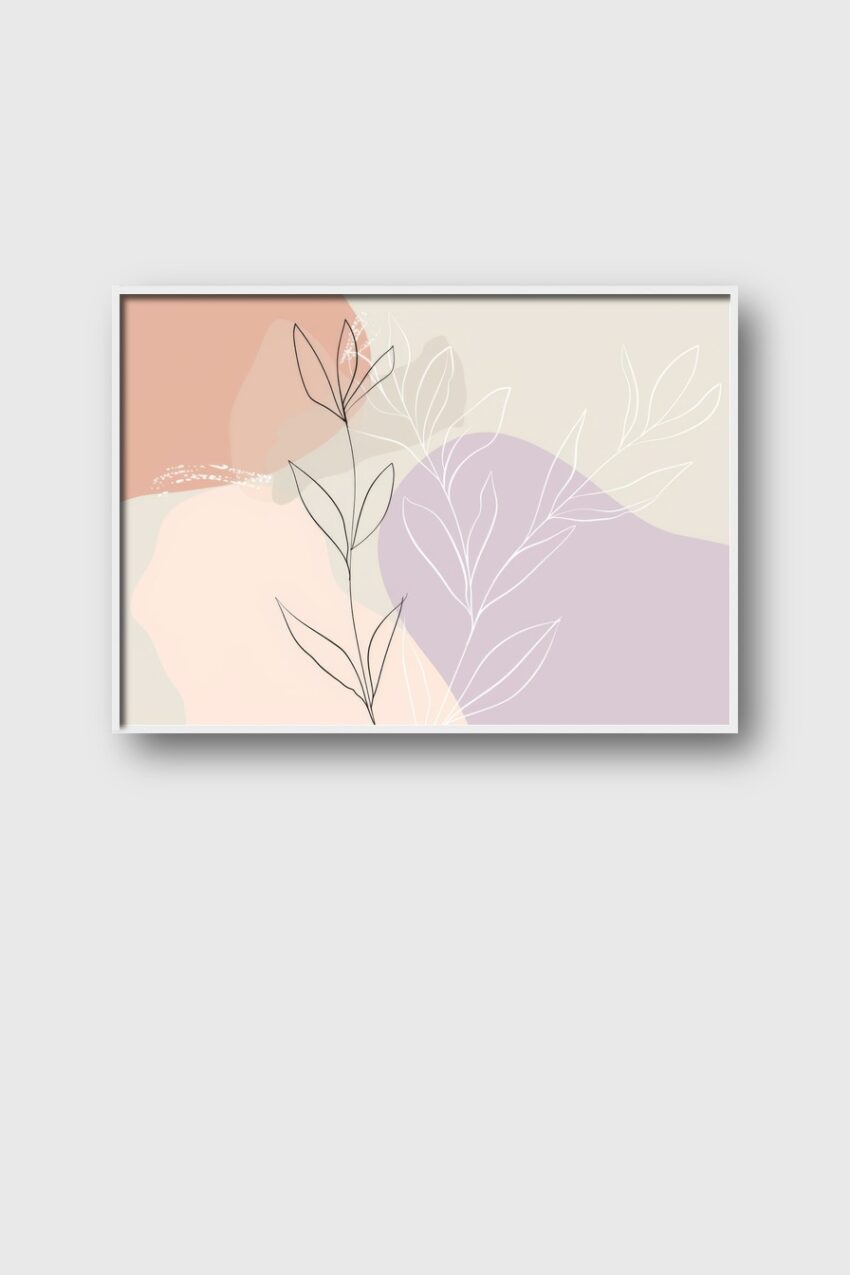 Illustration Poster Blätter Linie minimalistisch Pastell