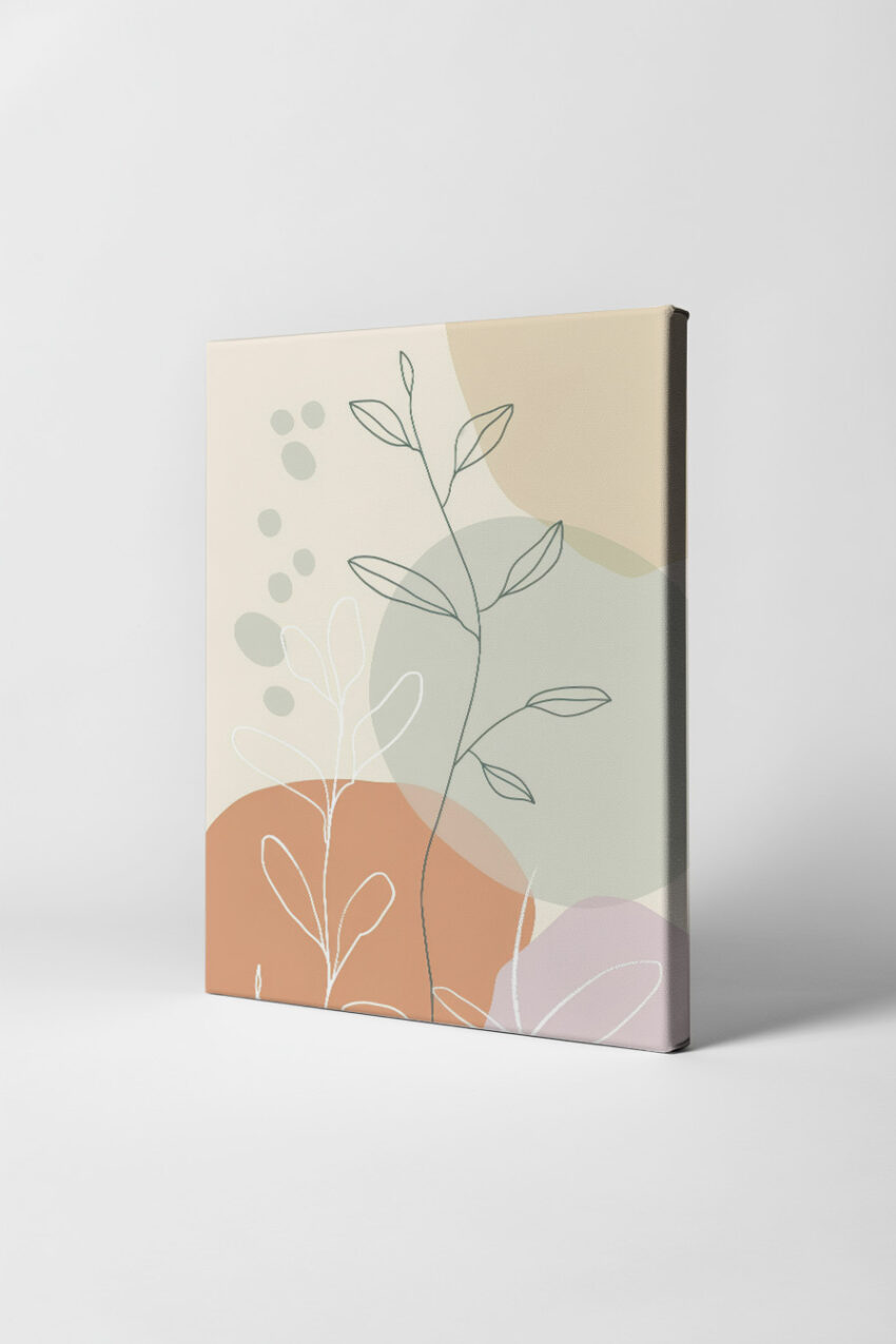 Illustration Poster Zweig feine Linien beige grün