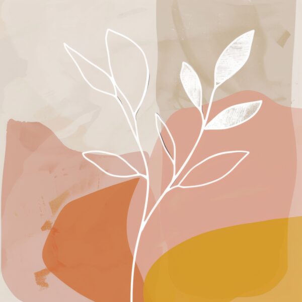 Zweig Weiß Minimal Gerahmt