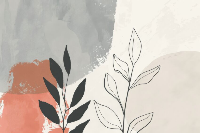 Grafikdesign Poster Zweig schwarz-weiß minimal