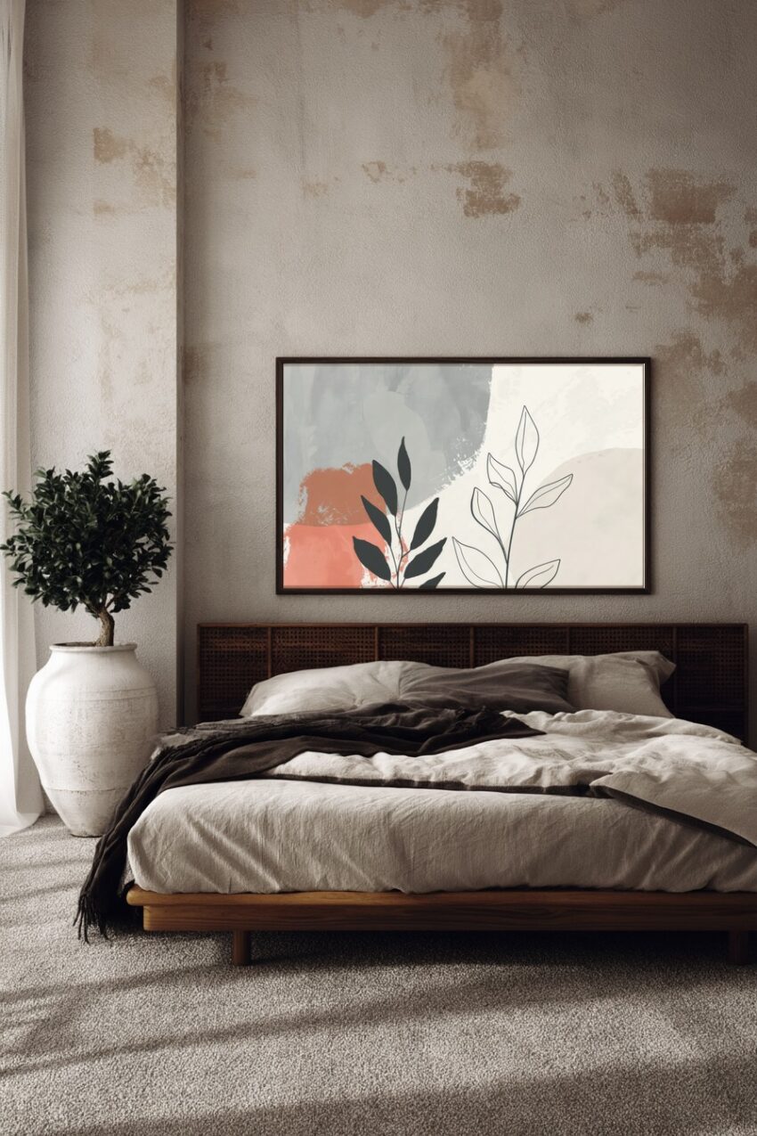 Grafikdesign Poster Zweig schwarz-weiß minimal