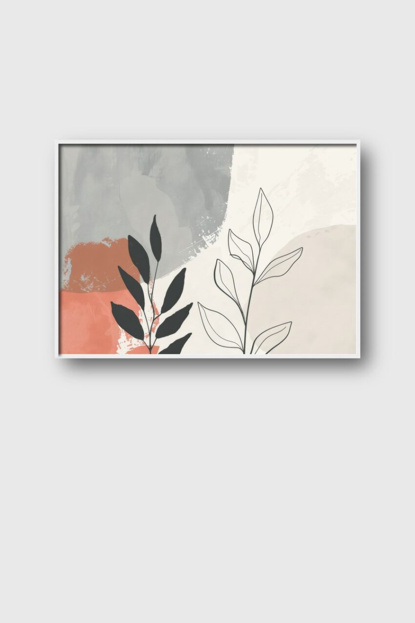 Grafikdesign Poster Zweig schwarz-weiß minimal