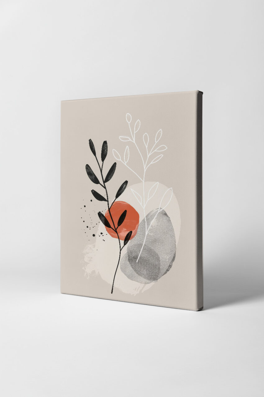 Grafik Poster Zweig schwarz weiß rot minimalistisch