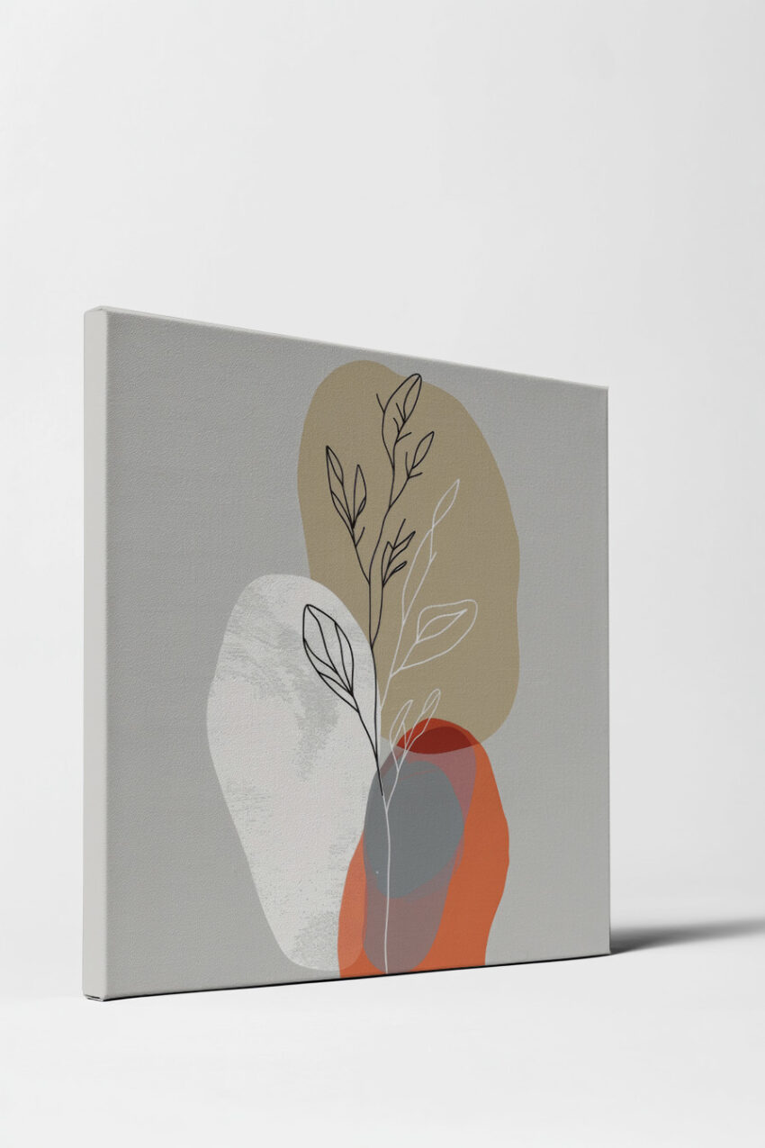 Illustration Poster Blattzweig beige orange minimalistisch