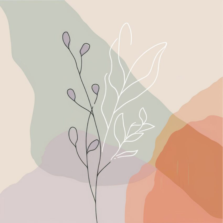 Illustration Poster Zweige fein minimalistisch Pastelltöne