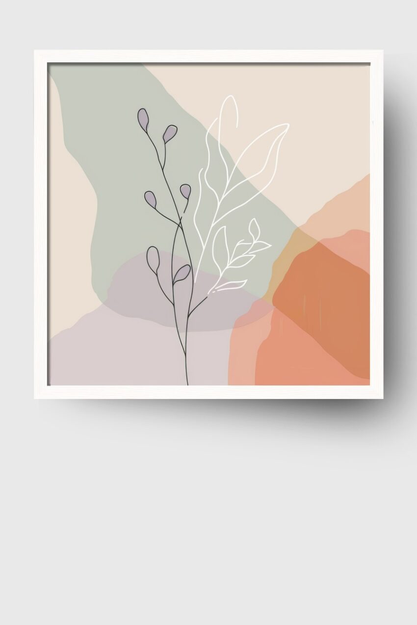 Illustration Poster Zweige fein minimalistisch Pastelltöne