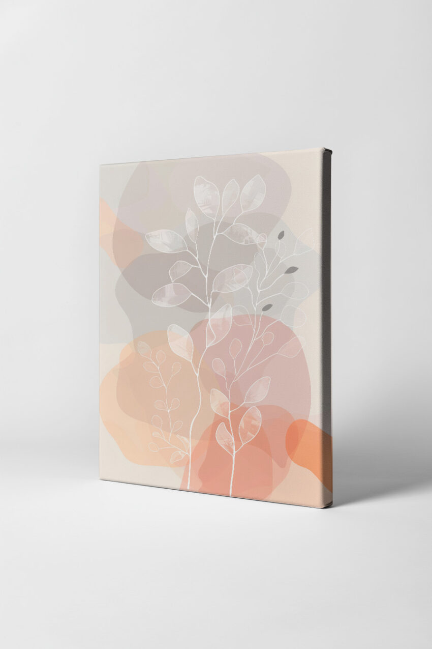 Illustration Poster Blattzweige pastellig zart minimalistisch