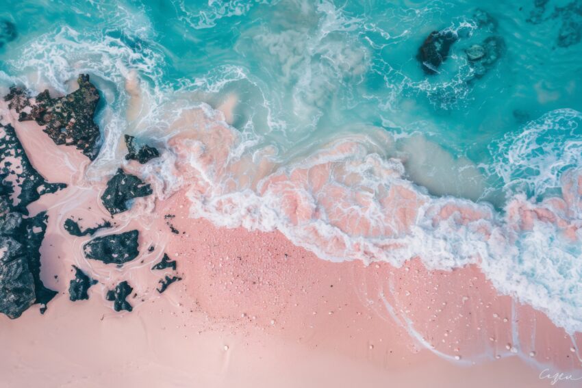 Fotografie Poster Strand Rosa Sand Wellen