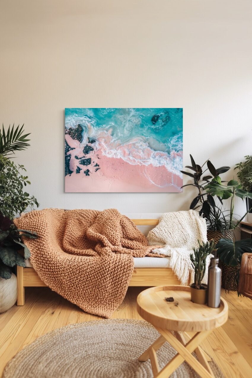 Fotografie Poster Strand Rosa Sand Wellen