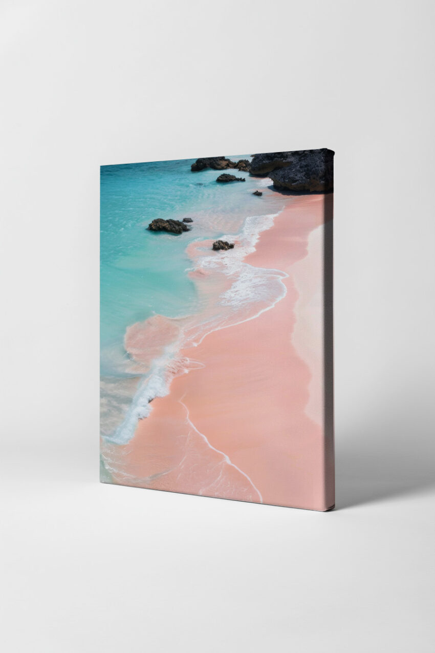 Fotografie Poster Strand rosa türkis Wasser sanft