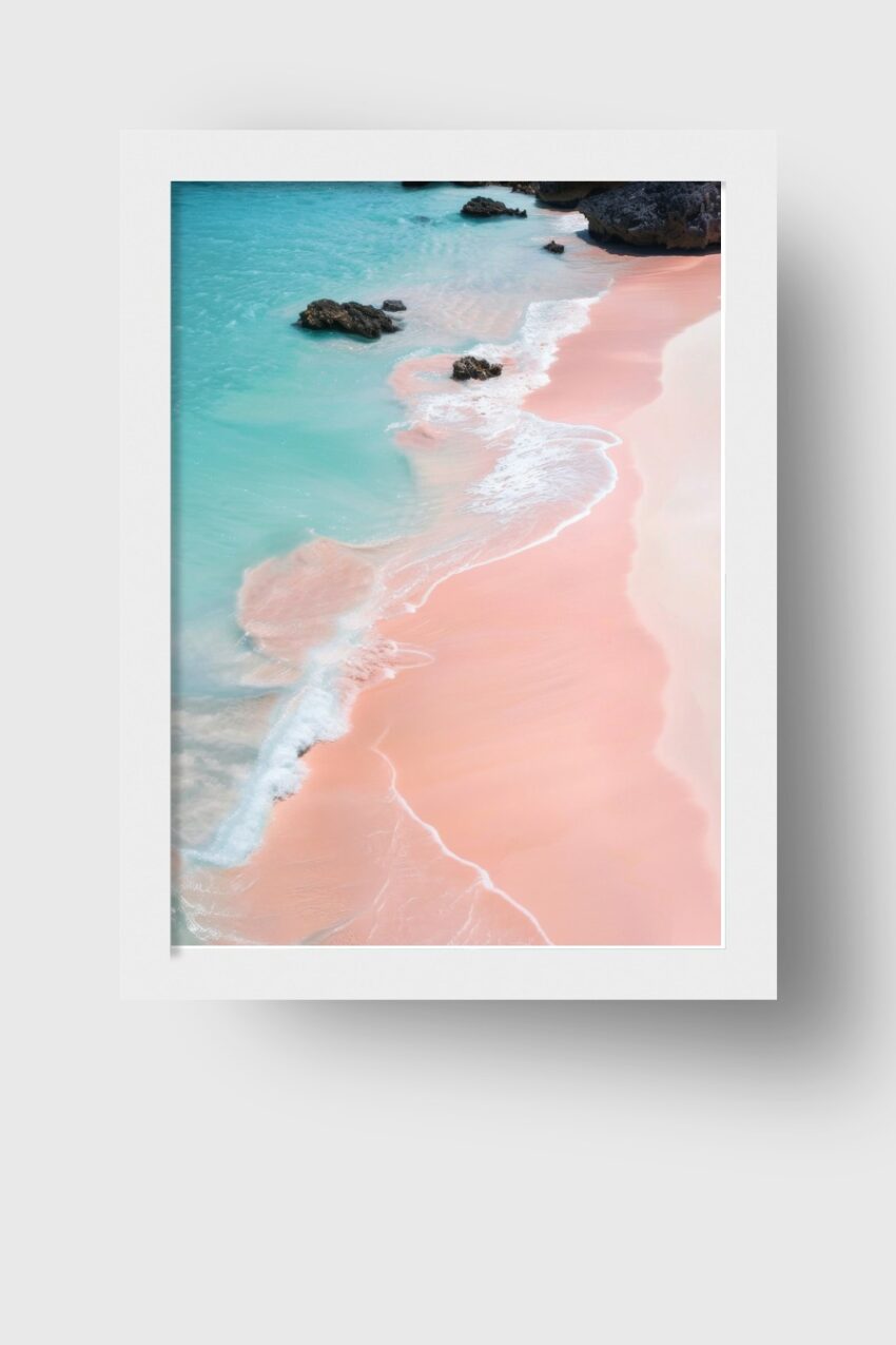 Fotografie Poster Strand rosa türkis Wasser sanft