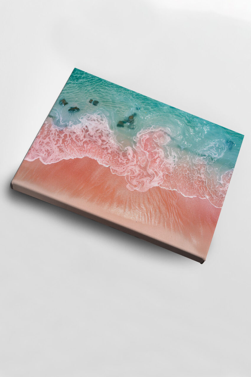Fotografie Poster Wellen Brandung pastellfarben türkis rosa