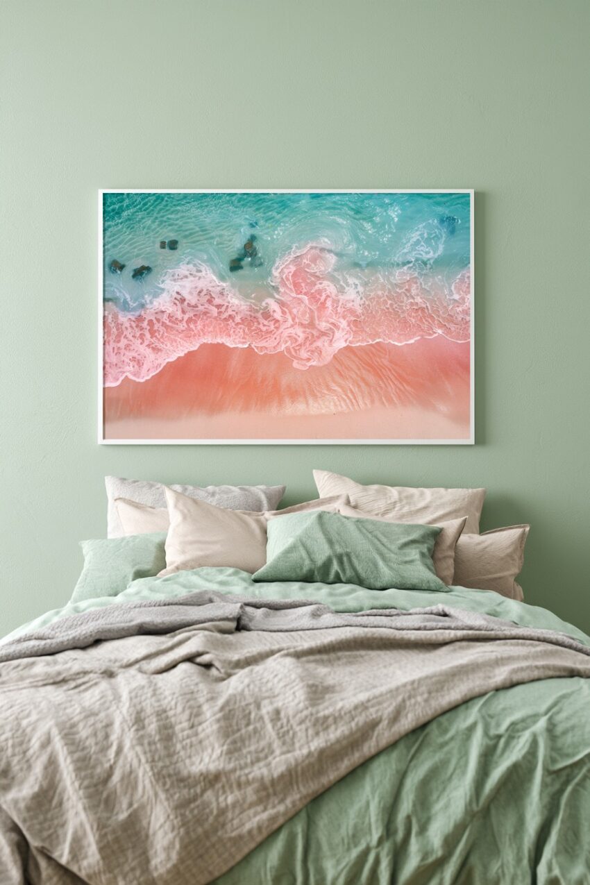 Fotografie Poster Wellen Brandung pastellfarben türkis rosa