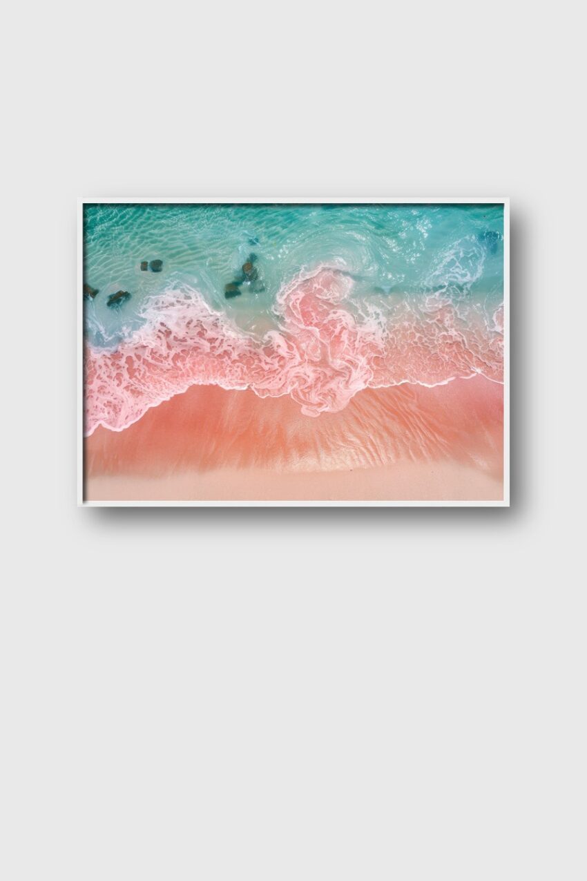 Fotografie Poster Wellen Brandung pastellfarben türkis rosa