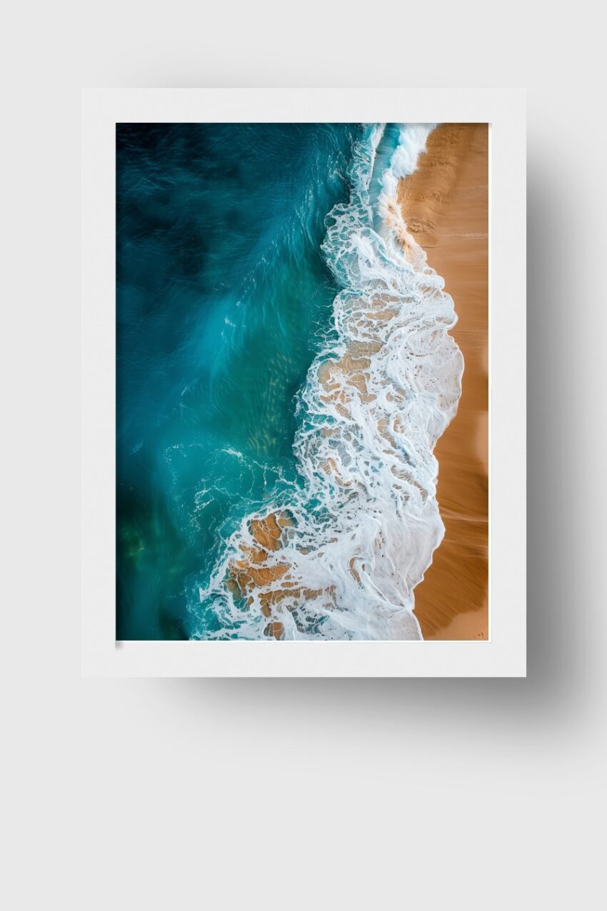 Fotografie Poster Küste Wellen blau beige