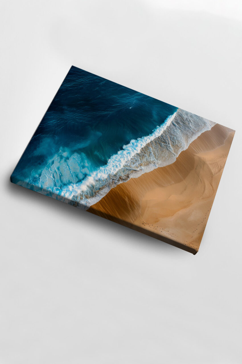 Fotografie Poster Strandwelle blauer Ozean Sand am Ufer