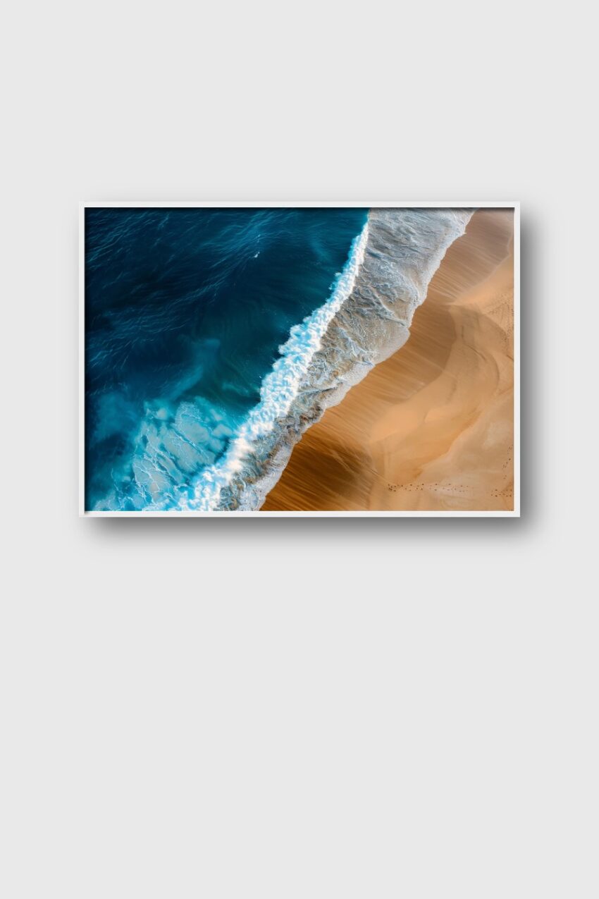 Fotografie Poster Strandwelle blauer Ozean Sand am Ufer