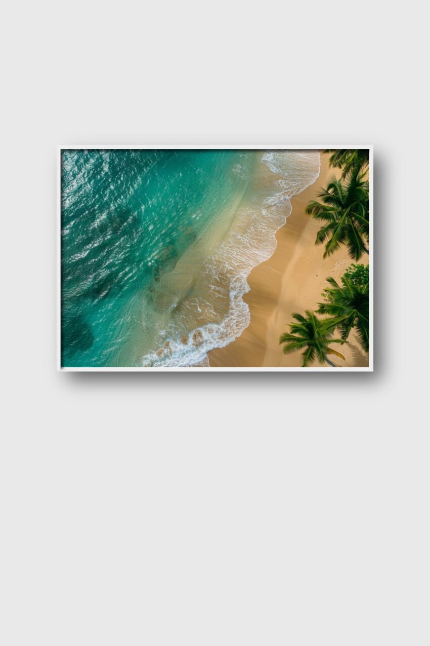 Fotografie Poster Palmenstrand türkis gold sand