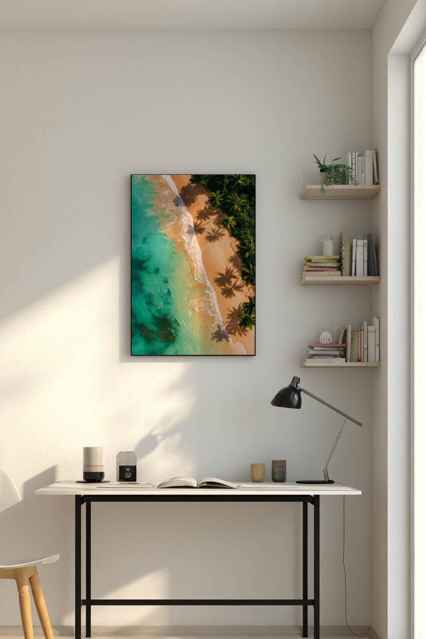 Fotografie Poster Strandpalmen Küste türkis blau