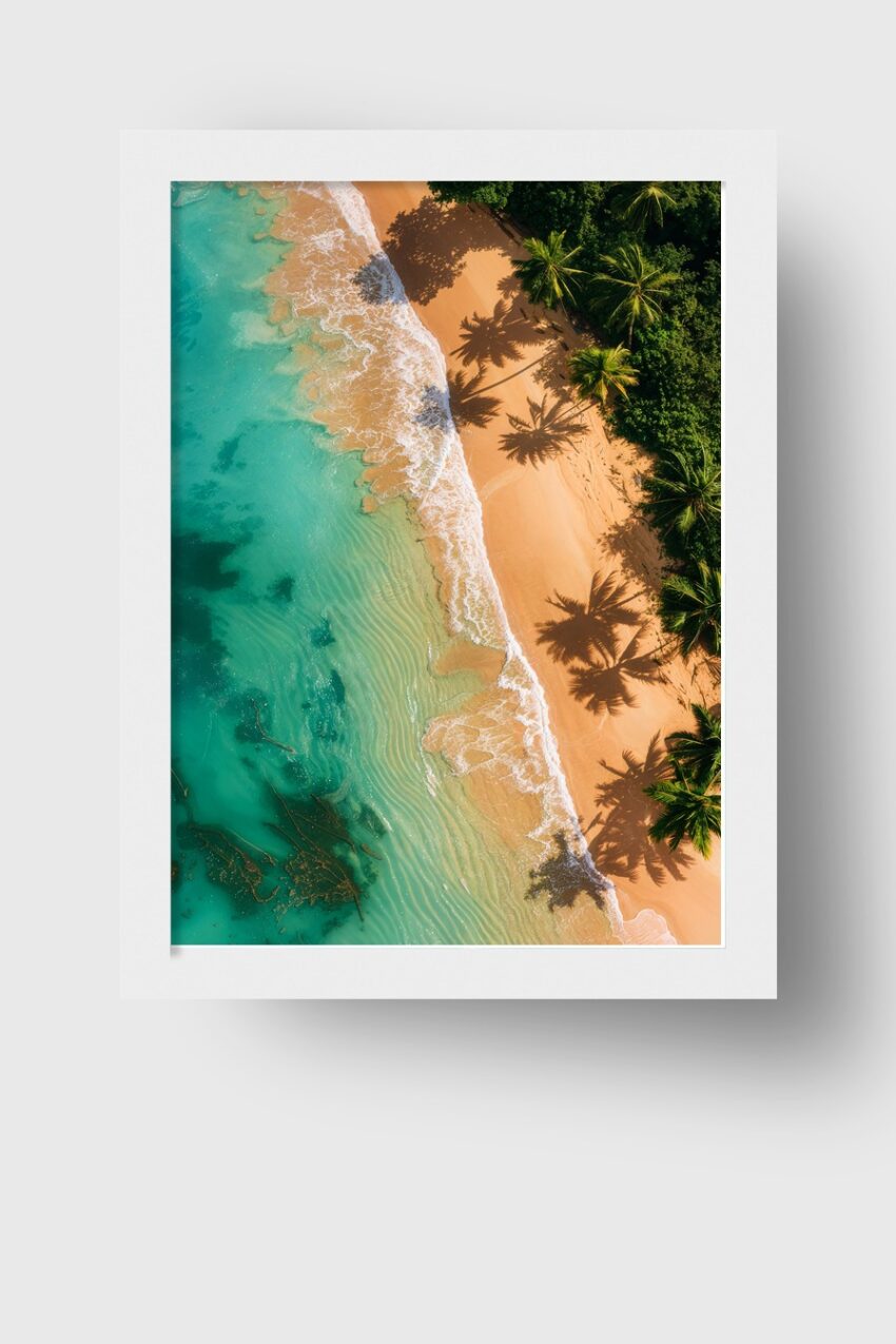 Fotografie Poster Strandpalmen Küste türkis blau