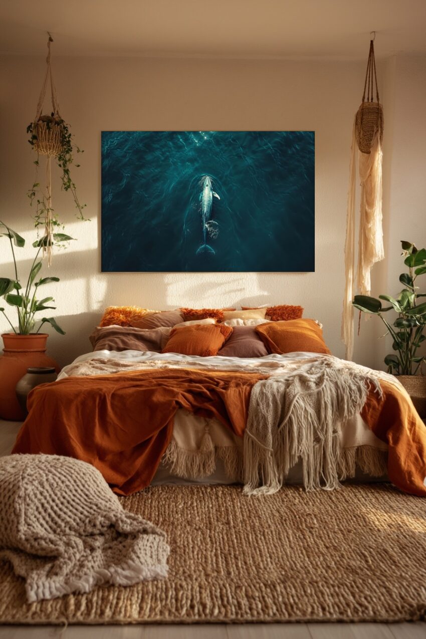 Fotografie Poster Wal Meer dunkelblau ruhige Wasseroberfläche