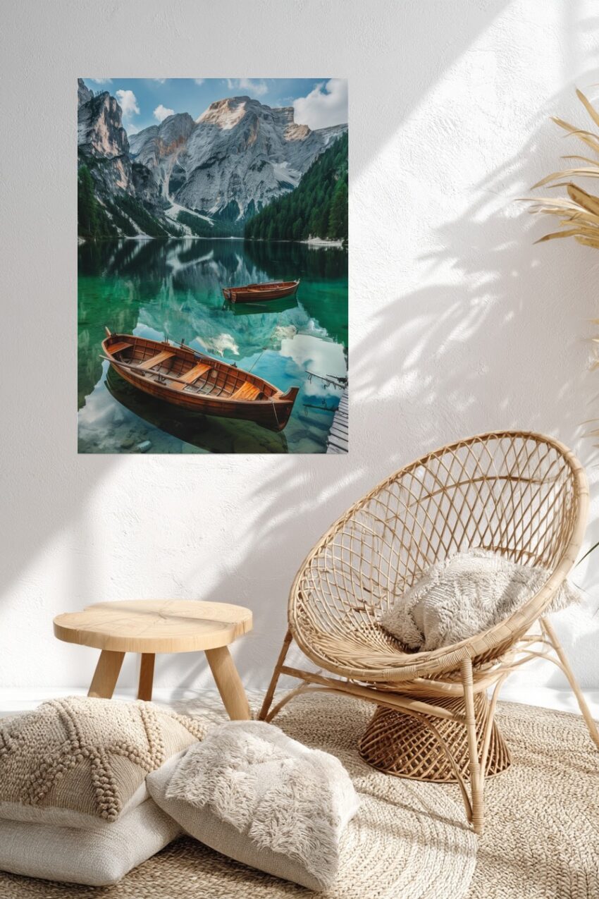 Fotografie Poster Boot Bergsee Spiegelung klar