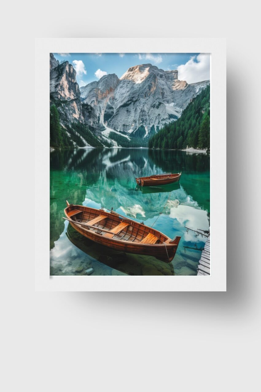 Fotografie Poster Boot Bergsee Spiegelung klar