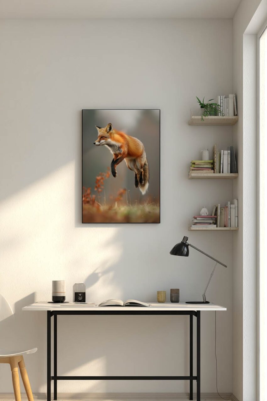 Fotografie Poster Fuchs Sprung rot braun