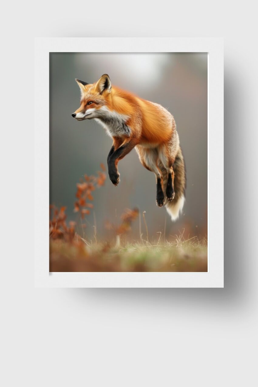 Fotografie Poster Fuchs Sprung rot braun