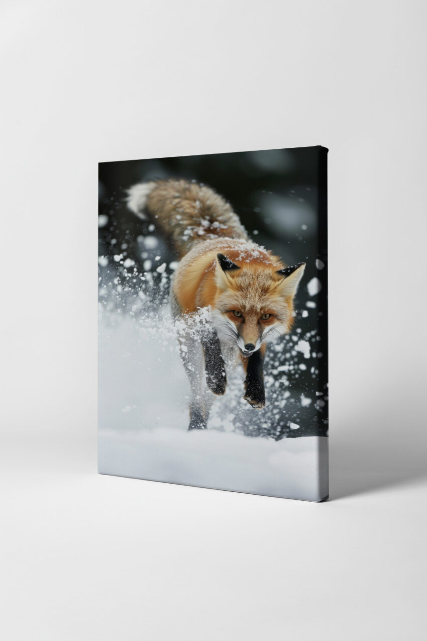 Fotografie Poster Fuchs Dynamisch Schnee Winter
