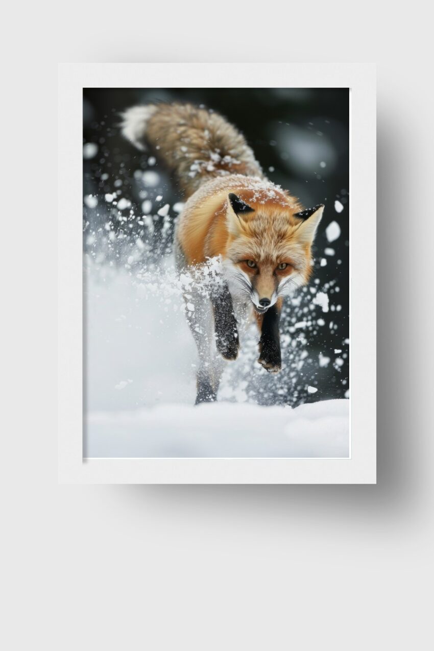 Fotografie Poster Fuchs Dynamisch Schnee Winter