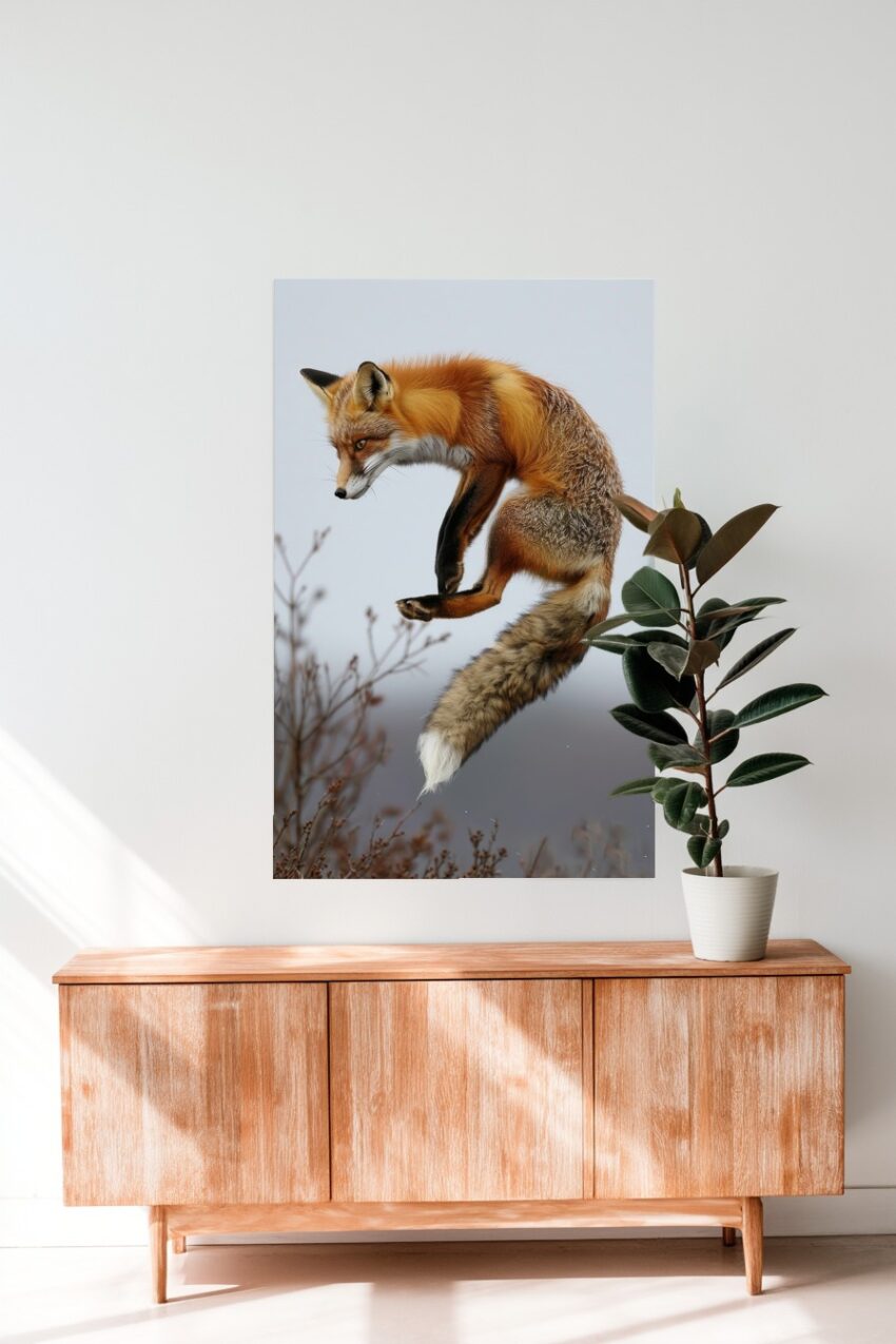 Fotografie Poster Fuchs Sprung rot braun