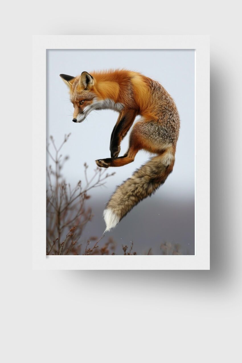 Fotografie Poster Fuchs Sprung rot braun