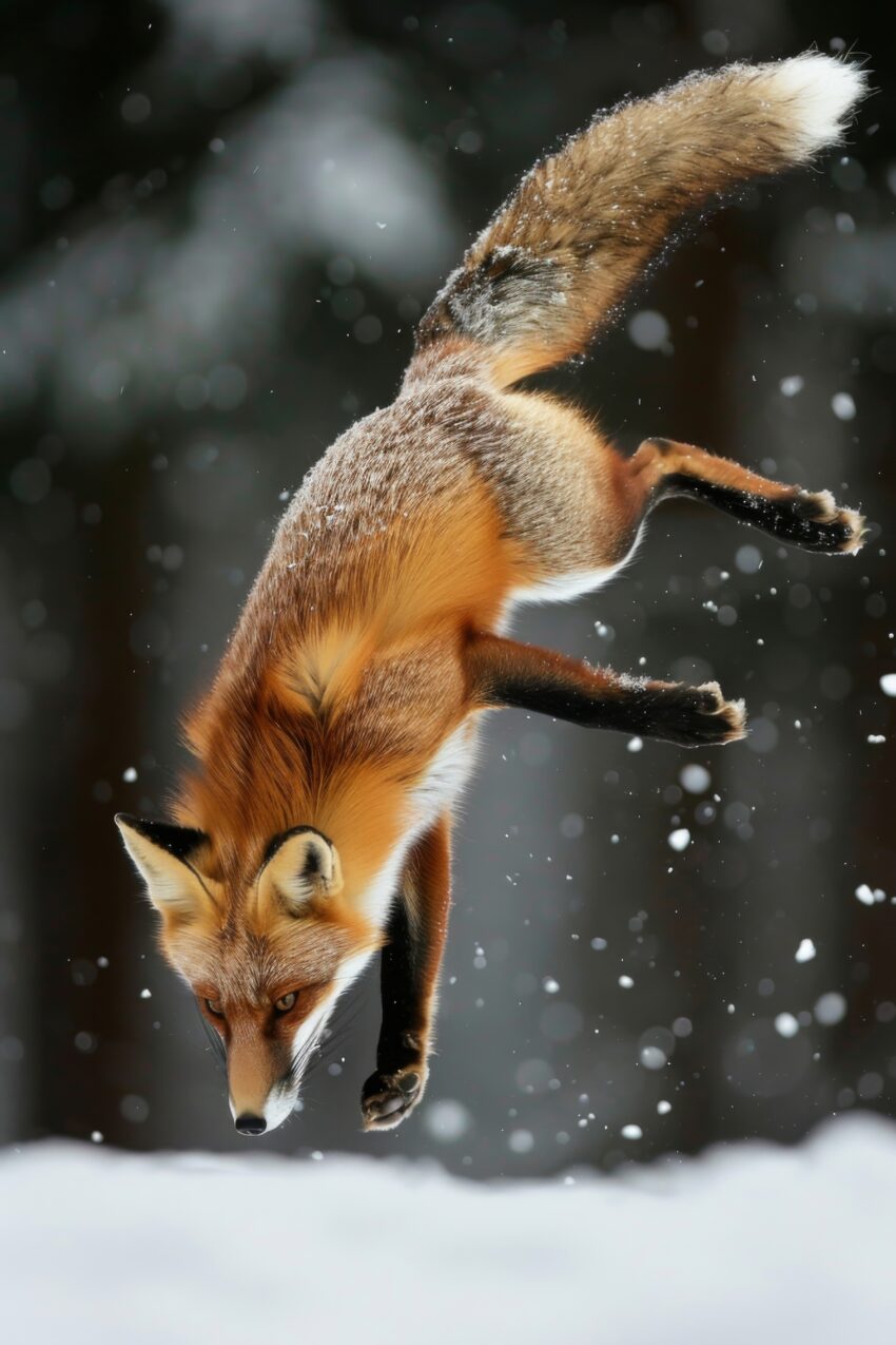 Fotografie Poster Fuchs Sprung Winter Schnee