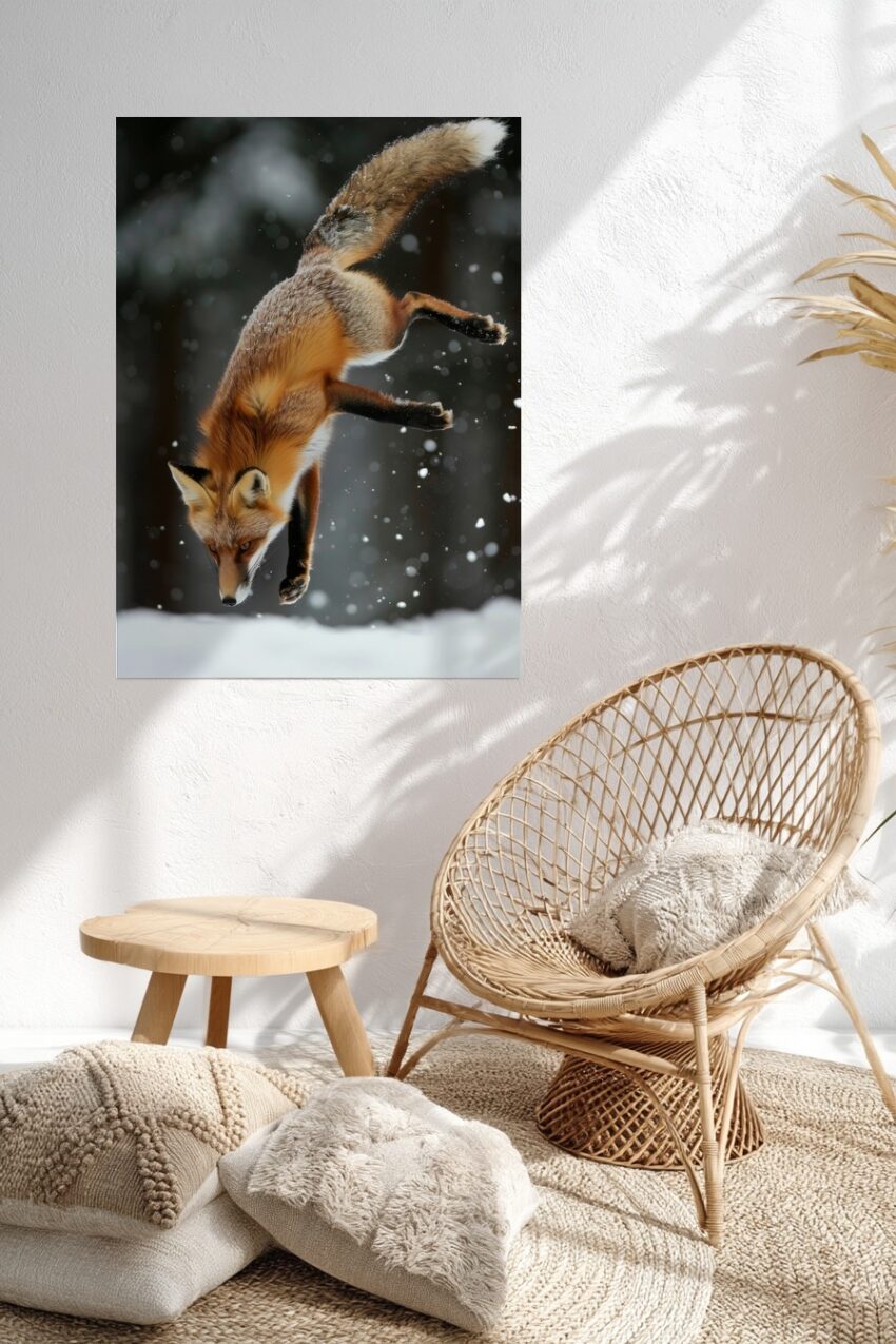 Fotografie Poster Fuchs Sprung Winter Schnee
