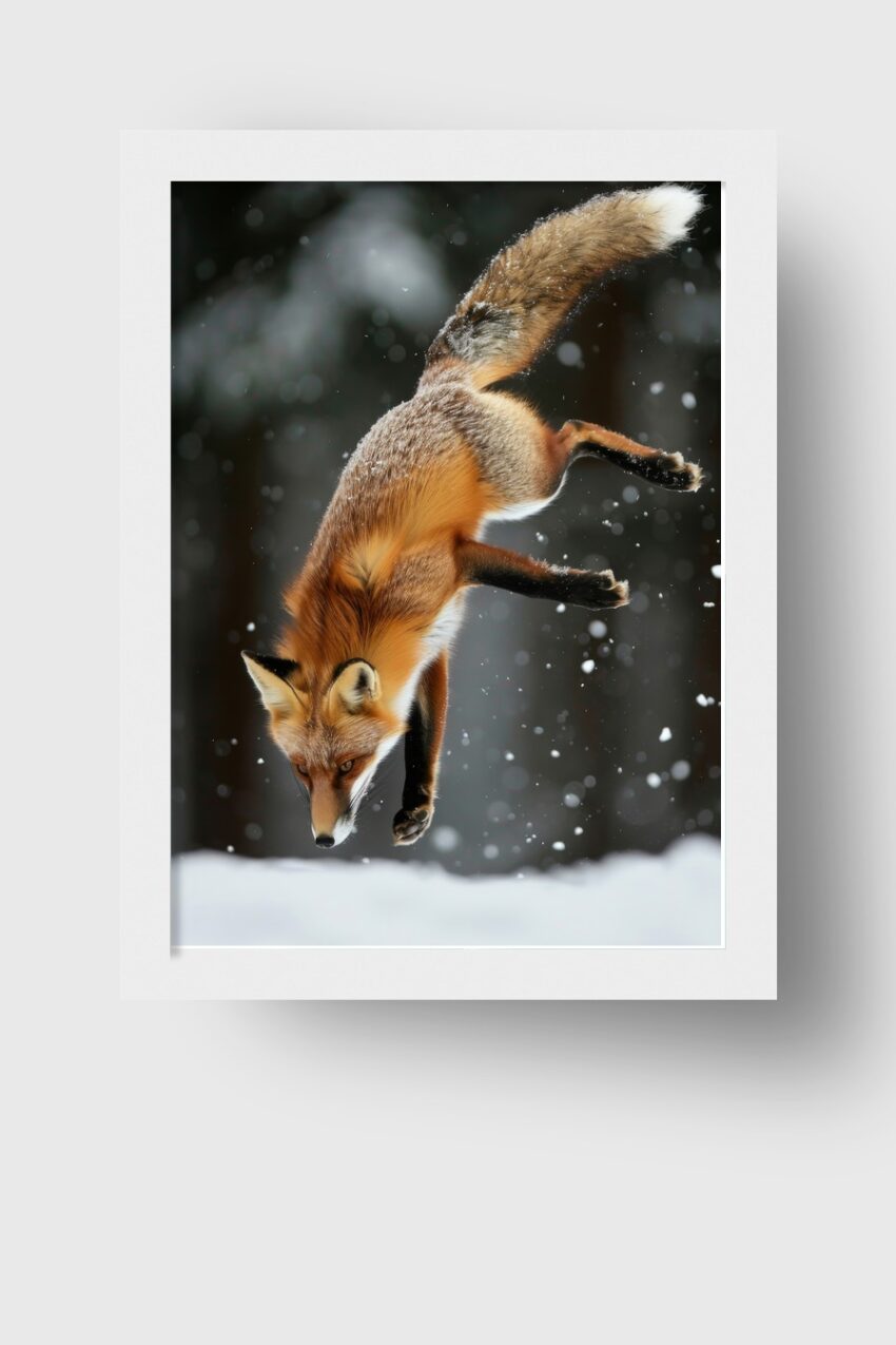 Fotografie Poster Fuchs Sprung Winter Schnee