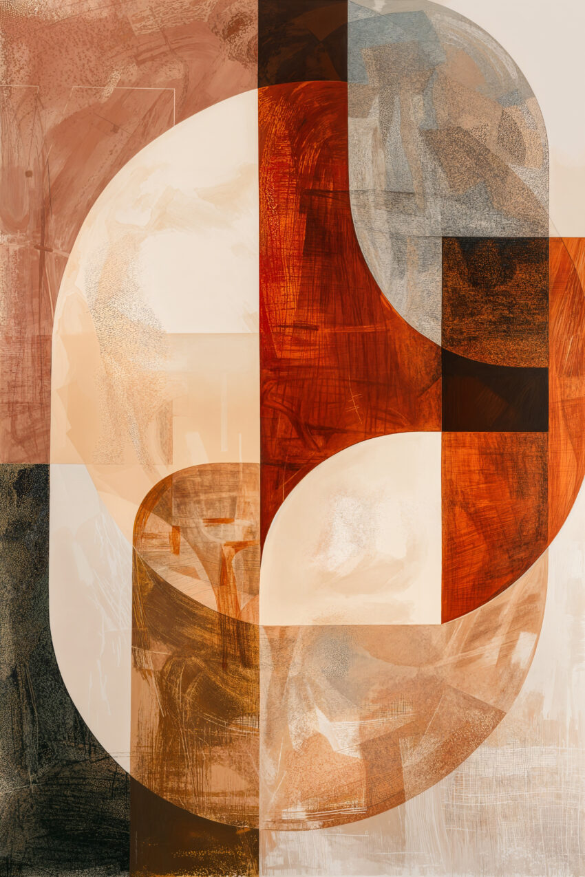 Digitale Kunst Poster abstrakte Formen rot braun minimalistisch