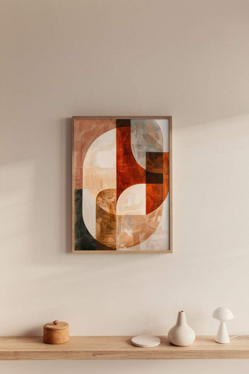 Digitale Kunst Poster abstrakte Formen rot braun minimalistisch