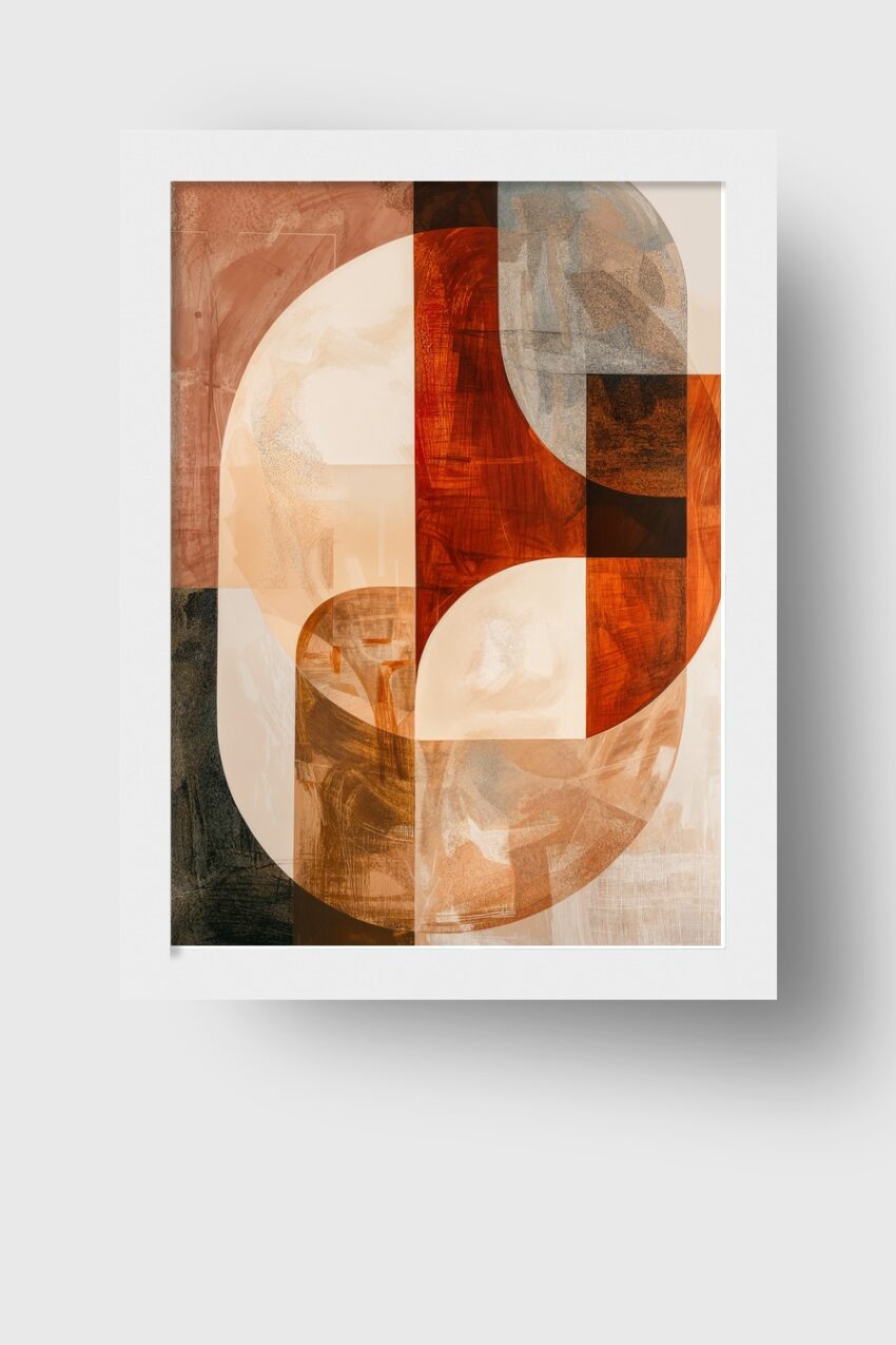 Digitale Kunst Poster abstrakte Formen rot braun minimalistisch