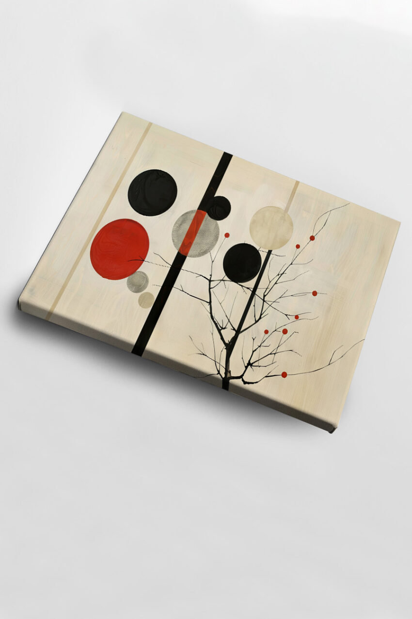 Digitale Kunst Poster Zweige rot schwarz creme geometrisch