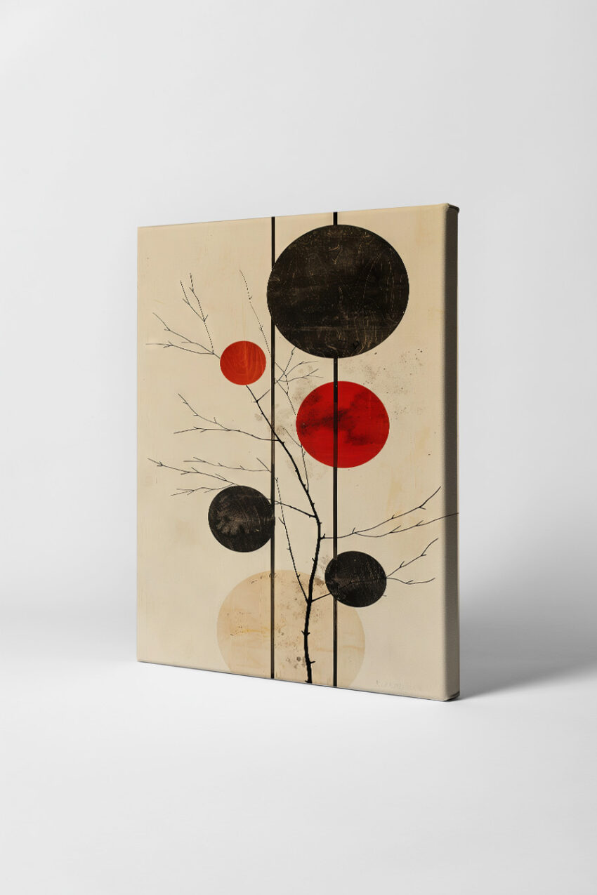 Illustration Poster Ast Kreise schwarz rot minimalistisch