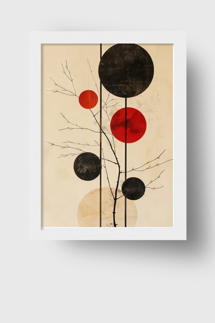 Illustration Poster Ast Kreise schwarz rot minimalistisch