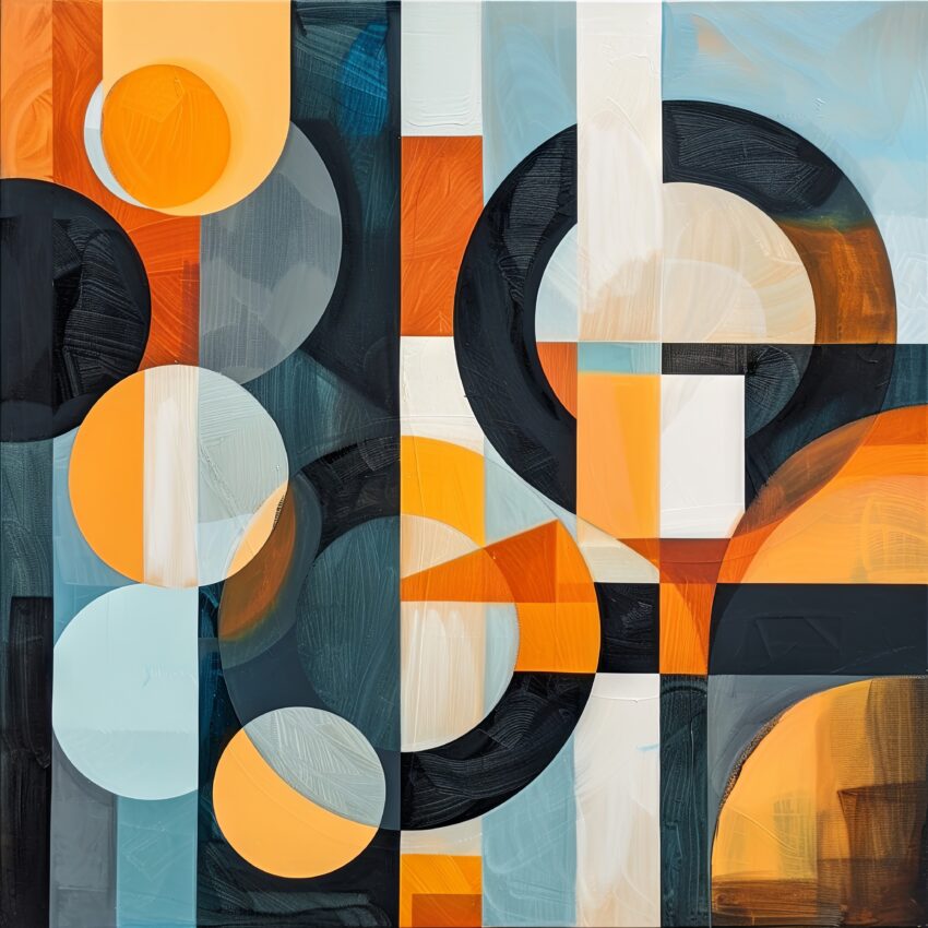 Abstrakt Poster geometrische Formen orange blau