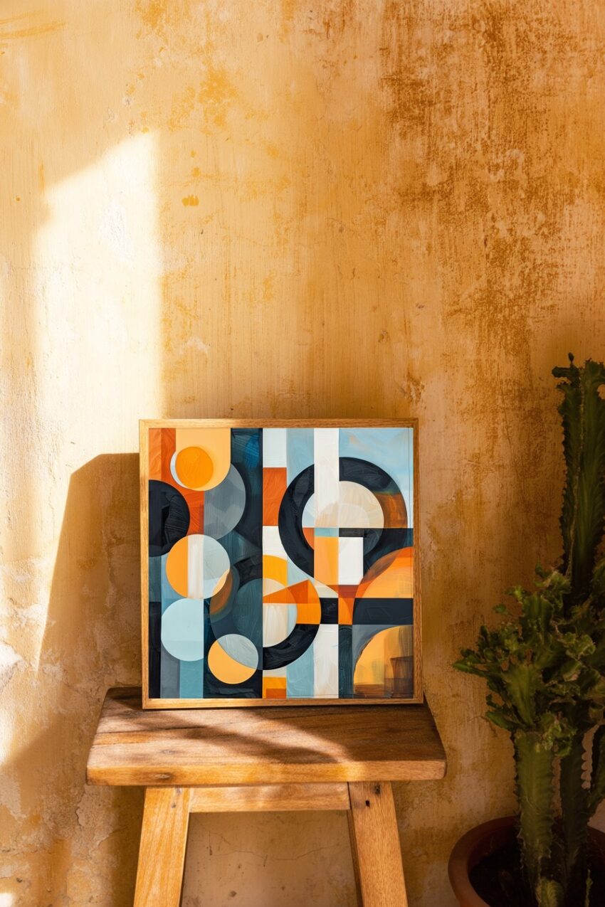 Abstrakt Poster geometrische Formen orange blau