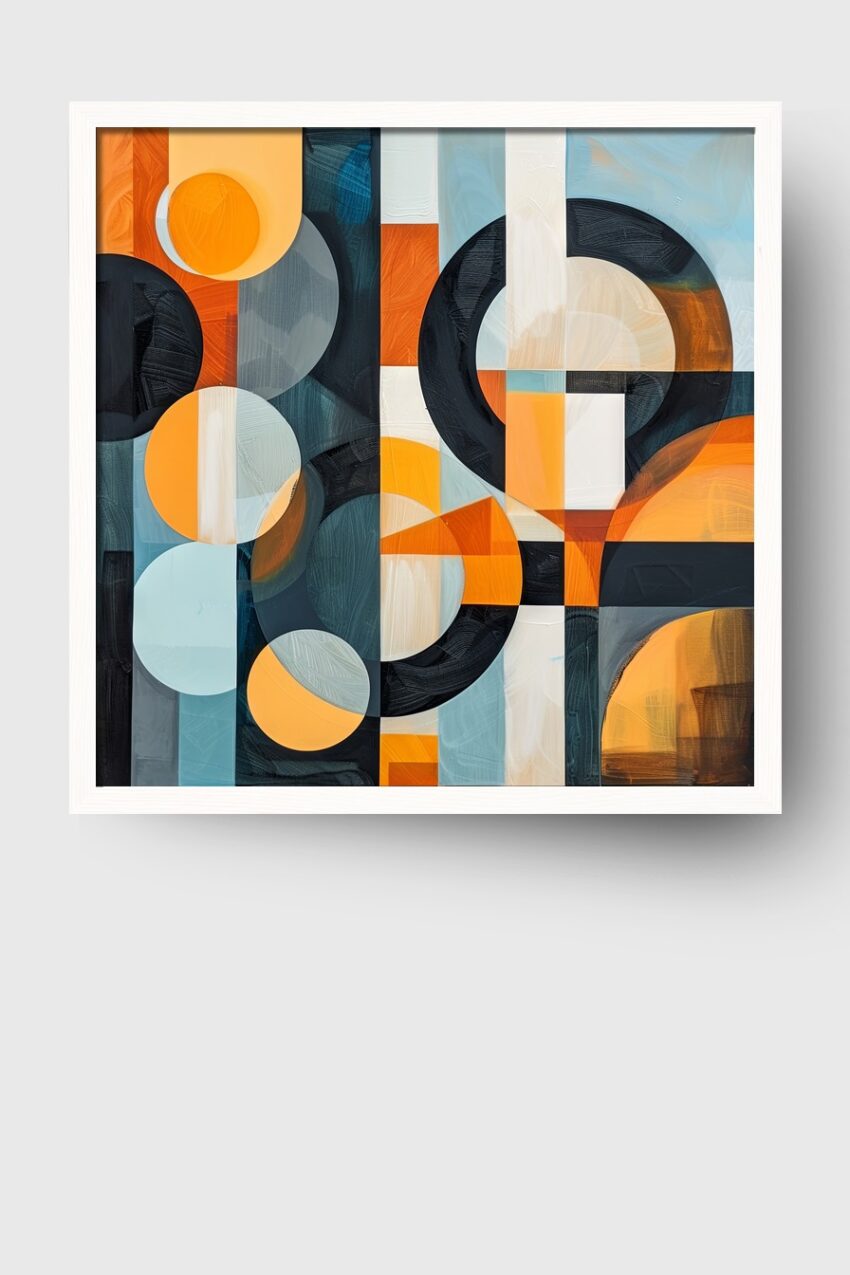 Abstrakt Poster geometrische Formen orange blau
