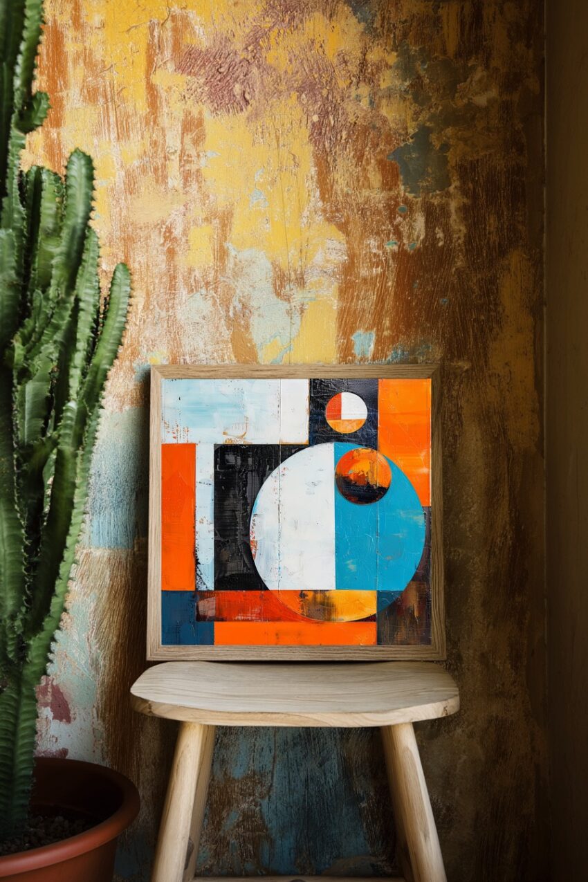 Grafik Poster geometrische Kreise orange blau