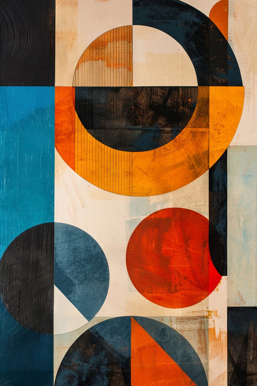 Abstrakt Poster Kreise Orange Blau geometrisch