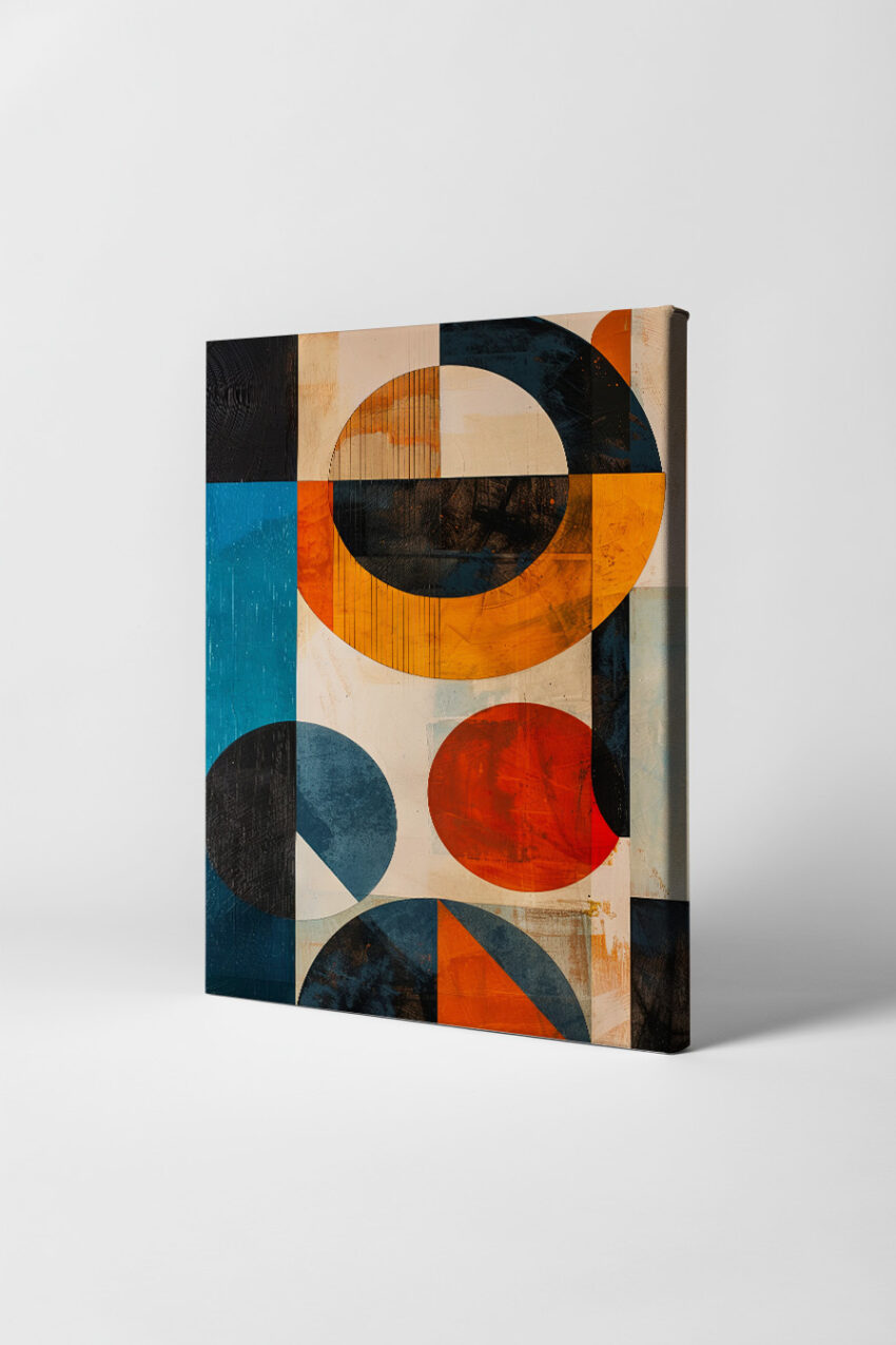 Abstrakt Poster Kreise Orange Blau geometrisch