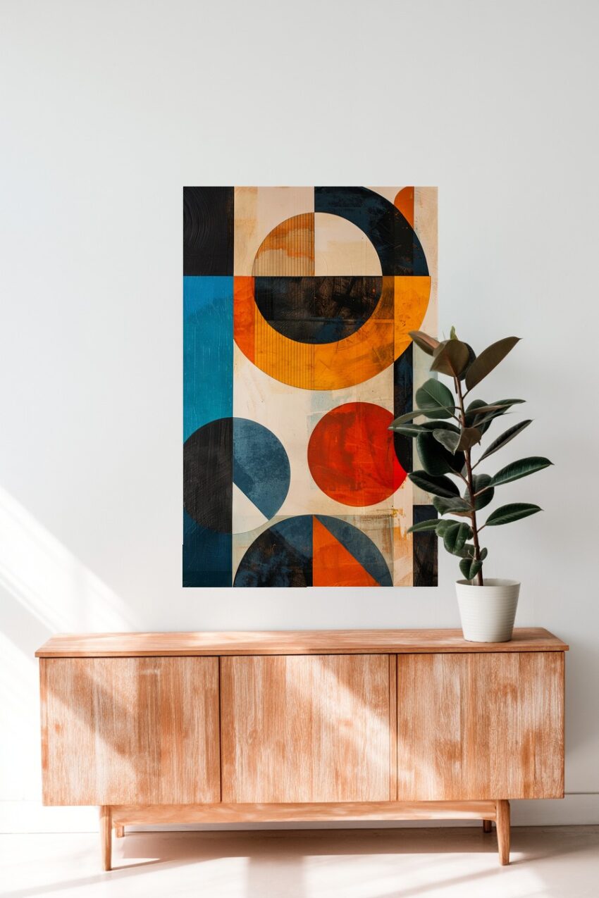 Abstrakt Poster Kreise Orange Blau geometrisch