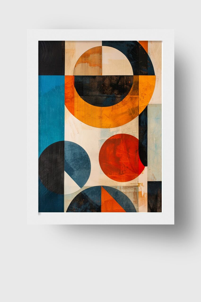 Abstrakt Poster Kreise Orange Blau geometrisch